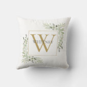エレガントなゴールドモノグラムグリーン クッション (裏面)