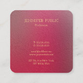 エレガントなゴールドモノグラム構造化されたルックテンプレート スクエア名刺 (裏面)