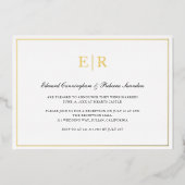 エレガントなゴールドモノグラム フォーマル ウェディング レセプション 箔招待状 (正面)