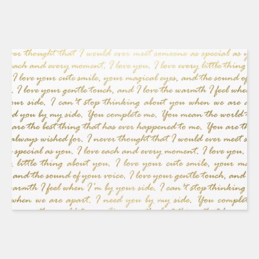 エレガントなゴールドラブ モダンスクリプトタイポグラフィ ウェディング ラッピングペーパーシート (正面3)