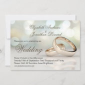 エレガントなゴールドリングのシンプルな結婚式招待状 招待状 (正面)