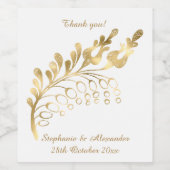 エレガントなゴールドリーフカスタマイズ可能なワインボトルラベル ワインラベル (シングルラベル)