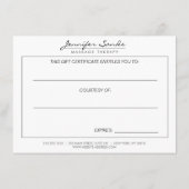 エレガントなゴールドリーフツリーパターン ギフト券 (裏面)