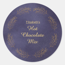 エレガントなゴールドリーフブルークリスマスホットココアミックス ラウンドシール