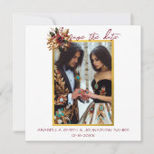 エレガントなゴールドリーフ結婚式の写真日付を保存 セーブザデート (正面)