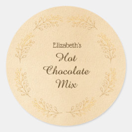 エレガントなゴールドリーフ ブラウン クリスマス ホットココアミックス ラウンドシール
