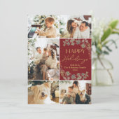 エレガントなゴールドレッドの写真ホリデーカード シーズンカード (スタンド正面)