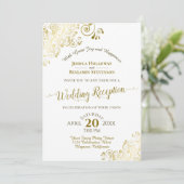 エレガントなゴールドレースとホワイトの結婚式 招待状 (スタンド正面)