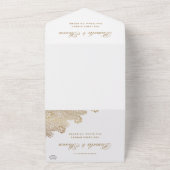 エレガントなゴールドレースボーダー結婚式 RSVP付き オールインワン招待状 (外側)