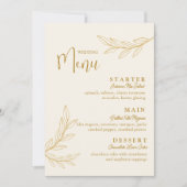 エレガントなゴールド休暇とスクリプトウェディングメニューカード 招待状 (正面)