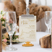 エレガントなゴールド休暇とスクリプトウェディングメニューカード 招待状