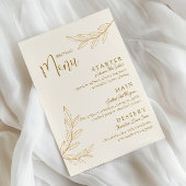エレガントなゴールド休暇とスクリプトウェディングメニューカード 招待状