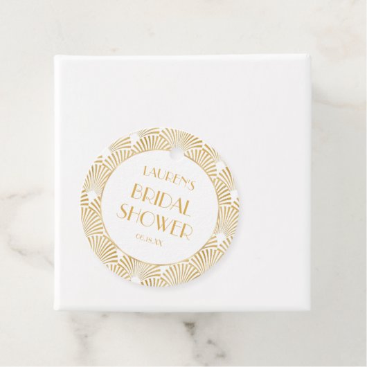 エレガントなゴールド幾何学アートデコ ブライダルシャワー フェイバータグ (インサイチュ)