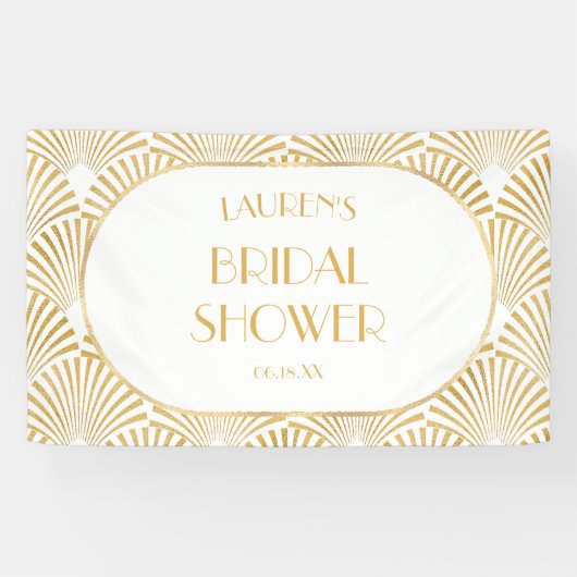 エレガントなゴールド幾何学アートデコ ブライダルシャワー 横断幕 (横)