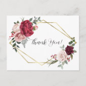 エレガントなゴールド幾何学模様の花柄感謝カード ポストカード (正面)