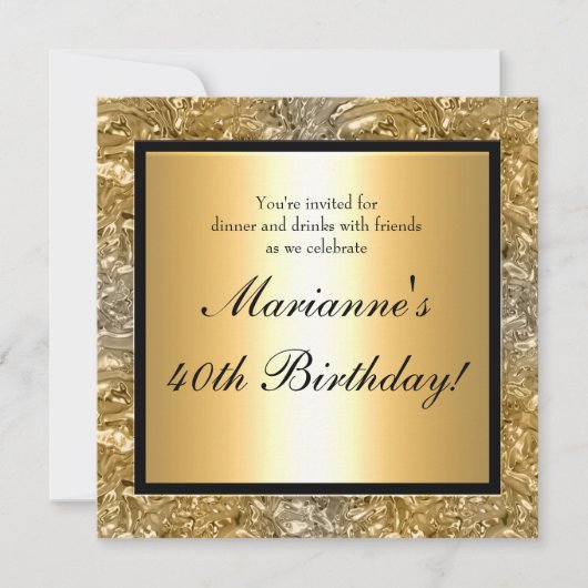 エレガントなゴールド箔のデザインが映えるあらゆるイベントの招待状 招待状 (正面)