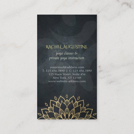 エレガントなゴールド箔の花ヨガ瞑想オムシンボル 名刺 (裏面)