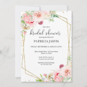エレガントなゴールド箔の花柄幾何学模様のブライズシャワー 招待状 (正面)