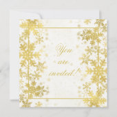 エレガントなゴールド箔の雪の結晶クリスマスパーティー 招待状 (裏面)