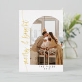 エレガントなゴールド箔アーチ写真ホリデーカード 箔シーズンカード (立ち正面)