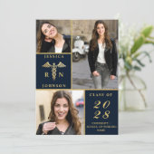 エレガントなゴールド3 フォト 看護学部 卒業パーティー 招待状 (スタンド正面)