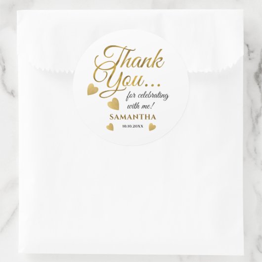 エレガントなゴールド サンクス タイポグラフィーパーティー ファバー ラウンドシール (バッグ)