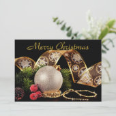 エレガントなゴールド、シルバー、ブラックのクリスマスホリデーグリーティング シーズンカード (スタンド正面)