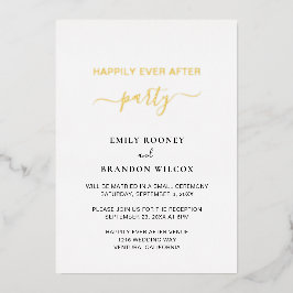 エレガントなゴールド シンプル モダン ウェディング レセプション 箔招待状