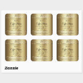 エレガントなゴールド ソフト グリッター モノグラム製品ラベル スクエアシール (シート)