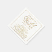 エレガントなゴールド ダリア フラワーブライダルシャワー スタンダードカクテルナプキン (角)