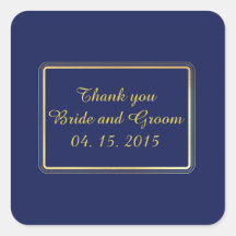 エレガントなゴールド ネイビーブルーのお礼ステッカータグ
