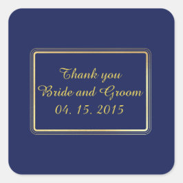 エレガントなゴールド ネイビーブルーのお favors スティックタグ スクエアシール
