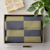 エレガントなゴールド & ネイビーブルーのチェック柄 薄葉紙 (ギフト)