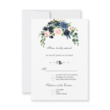 エレガントなゴールド ネイビーブルー ブラッシュ フラワーズ ブルーム