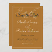 エレガントなゴールド、ネイビー、ホワイトのSave The Dateカード セーブザデート (正面/裏面)