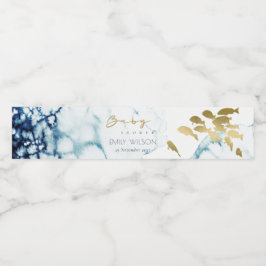 エレガントなゴールド ネイビー 水中魚 ベビーシャワー ペットボトルラベル