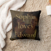 エレガントなゴールド ネーム ラブ フォト クッション (ブランケット)