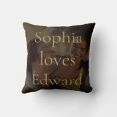 エレガントなゴールド ネーム ラブ フォト クッション (裏面)