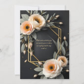 エレガントなゴールド バーガンディ レッド ブラック フローラル ウェディング 招待状 (裏面)