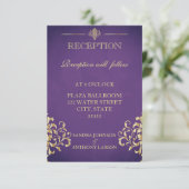 エレガントなゴールド&パープルの結婚式の招待状 招待状 (スタンド正面)