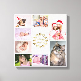 エレガントなゴールド ファミリー フォト コラージュ 母の日 キャンバスプリント