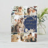 エレガントなゴールド フラワーハッピー シーズンカード (スタンド正面)