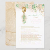 エレガントなゴールド フラワー オーバー・オア・アンダー ベビーシャワー ゲーム (正面/裏面)