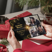 エレガントなゴールド＆ブラックのカスタム卒業パーティー招待状 招待状