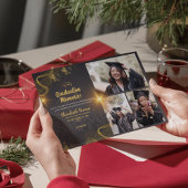 エレガントなゴールド＆ブラックのカスタム卒業パーティー招待状 招待状