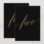 エレガントなゴールド＆ブラックのカリグラフィーテーブルナンバー5 招待状 (正面/裏面)