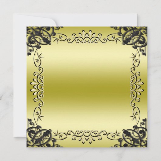 エレガントなゴールド&ブラックの女性の50周年結婚記念日 招待状 (裏面)