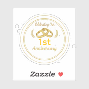 エレガントなゴールド＆ブラックの結婚1周年記念  シール