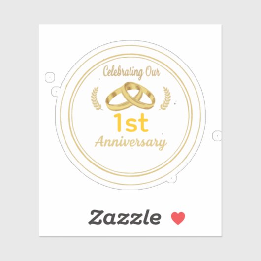 エレガントなゴールド&ブラックの結婚1周年記念 シール (シート)