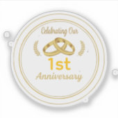 エレガントなゴールド&ブラックの結婚1周年記念 シール (正面)